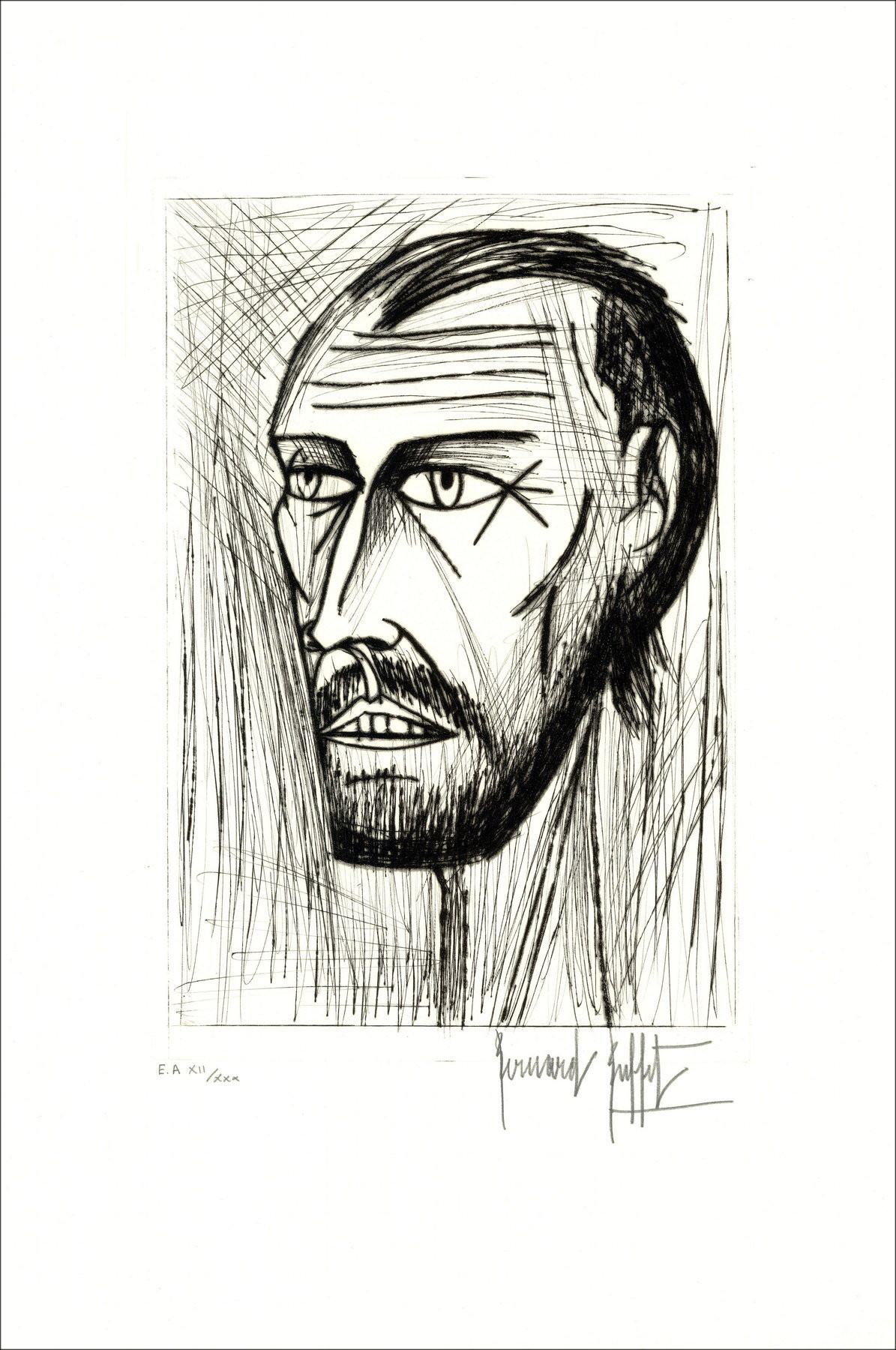 Bernard Autoportrait Buffet 1987, incisione originale firmata