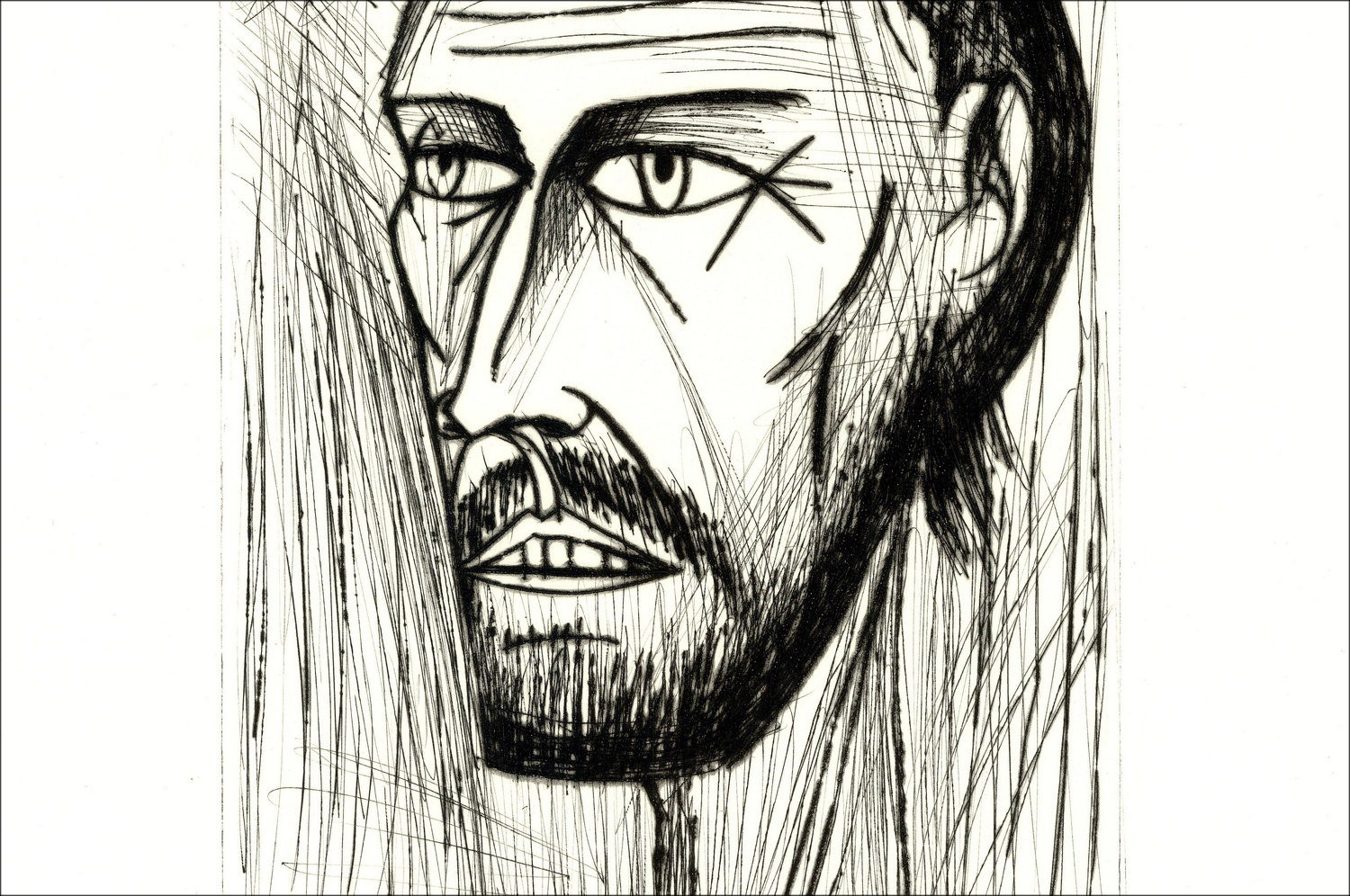 Bernard Buffet Autoportrait 1987, gravure originale signée