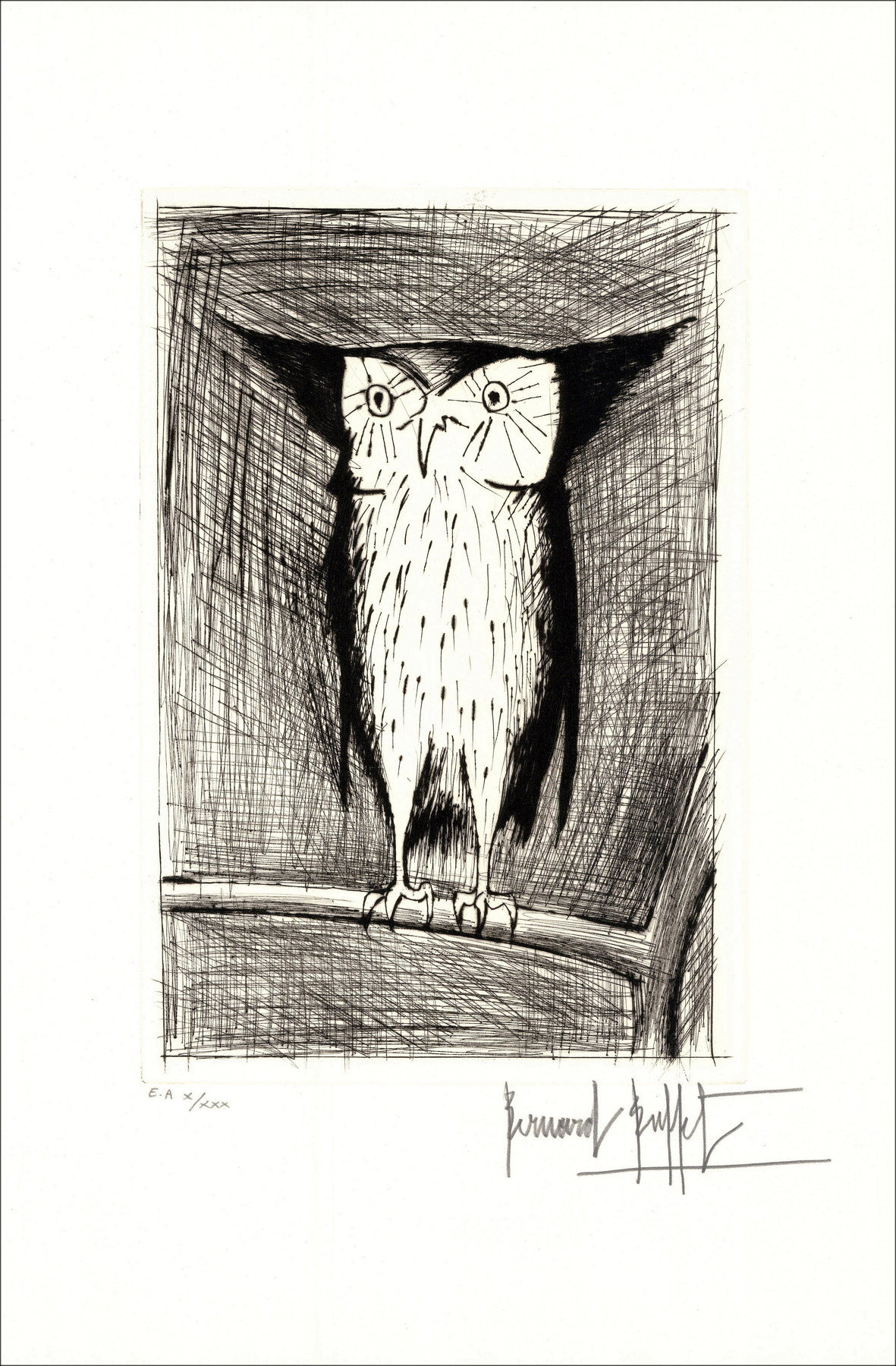 Bernard Buffet - der HIBOU 1984, Originalgravur