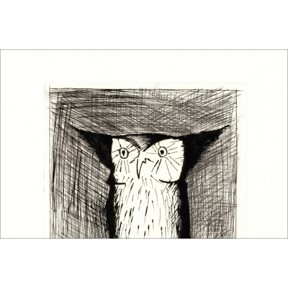 Bernard Buffet - Hibou 1984, incisione originale firmata