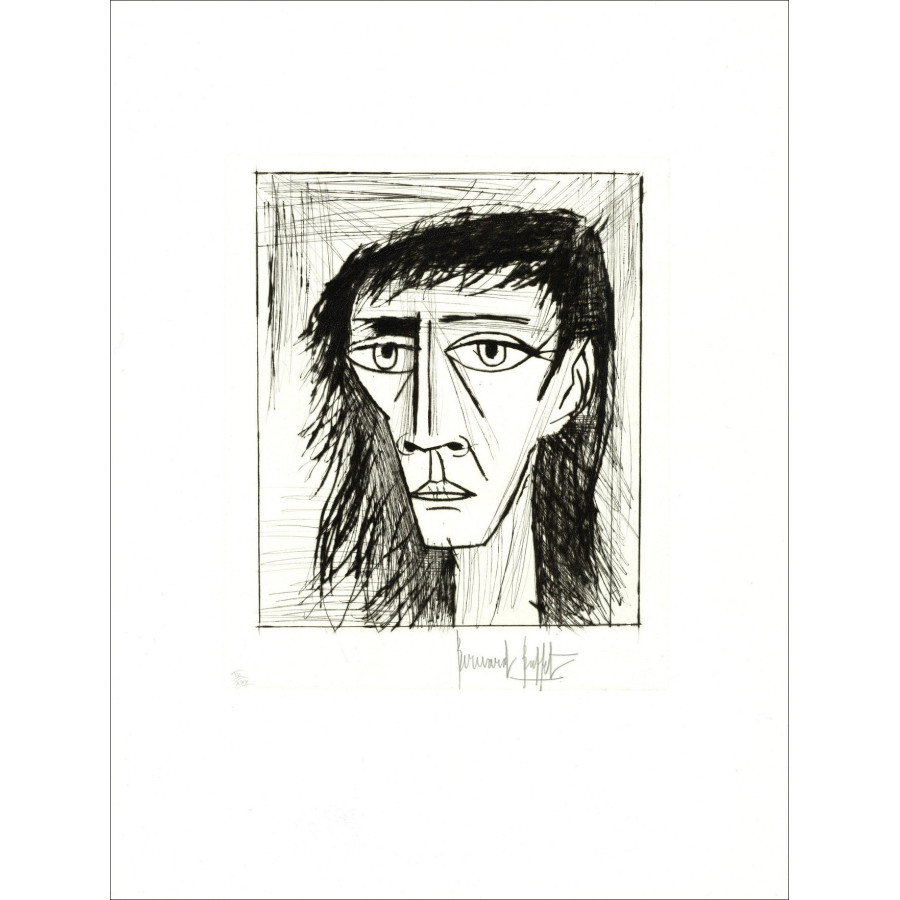 Bernard Buffet Portrait Height I Circa 1979, Signed Engraving