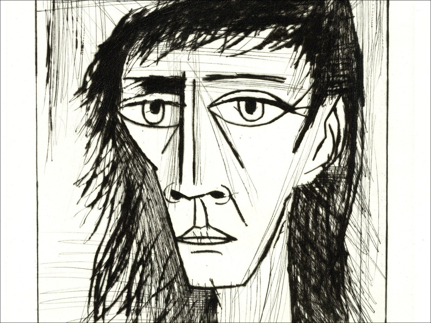 Bernard Buffet Portrait Height I Circa 1979, Signed Engraving