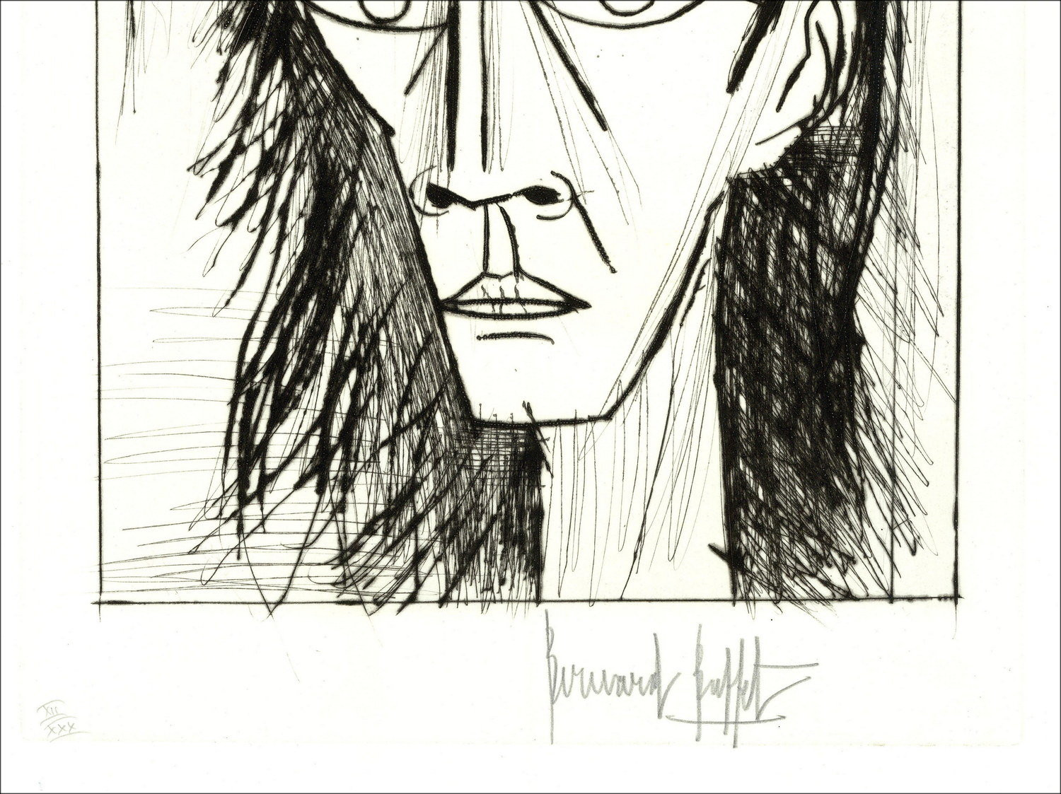 Bernard Buffet Portrait Tête I circa 1979, gravure signée