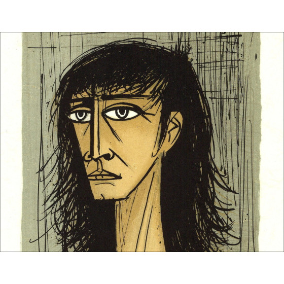 Bernard Buffet - Cabeza de la pequeña mujer 1980, litografía firmada