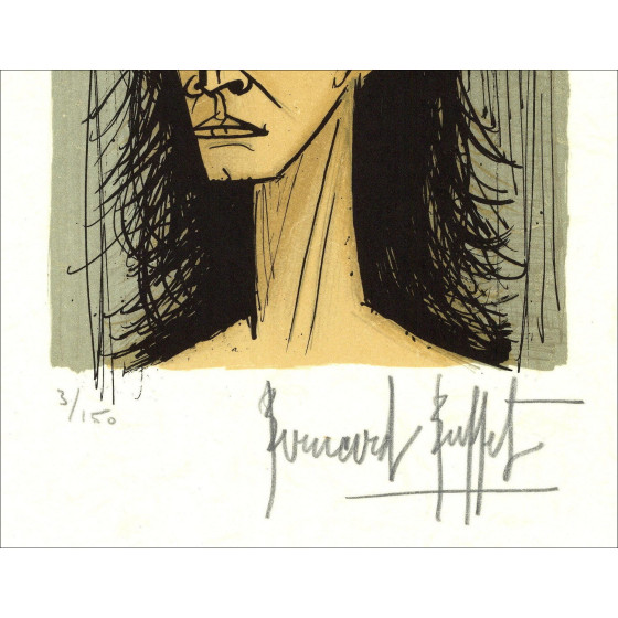 Bernard Buffet - Small Woman's Head 1980, signed lithograph