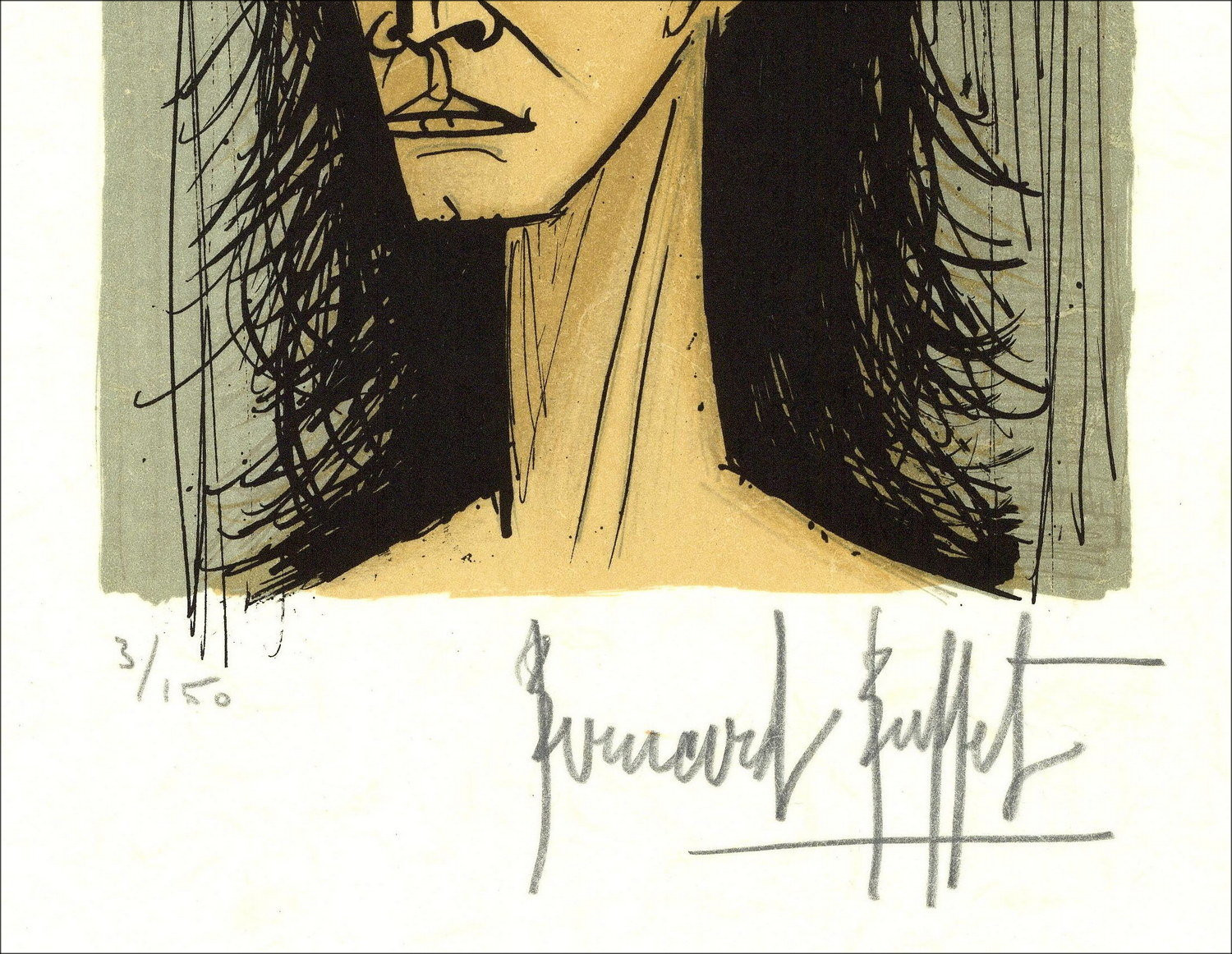 Bernard Buffet - Cabeza de la pequeña mujer 1980, litografía firmada