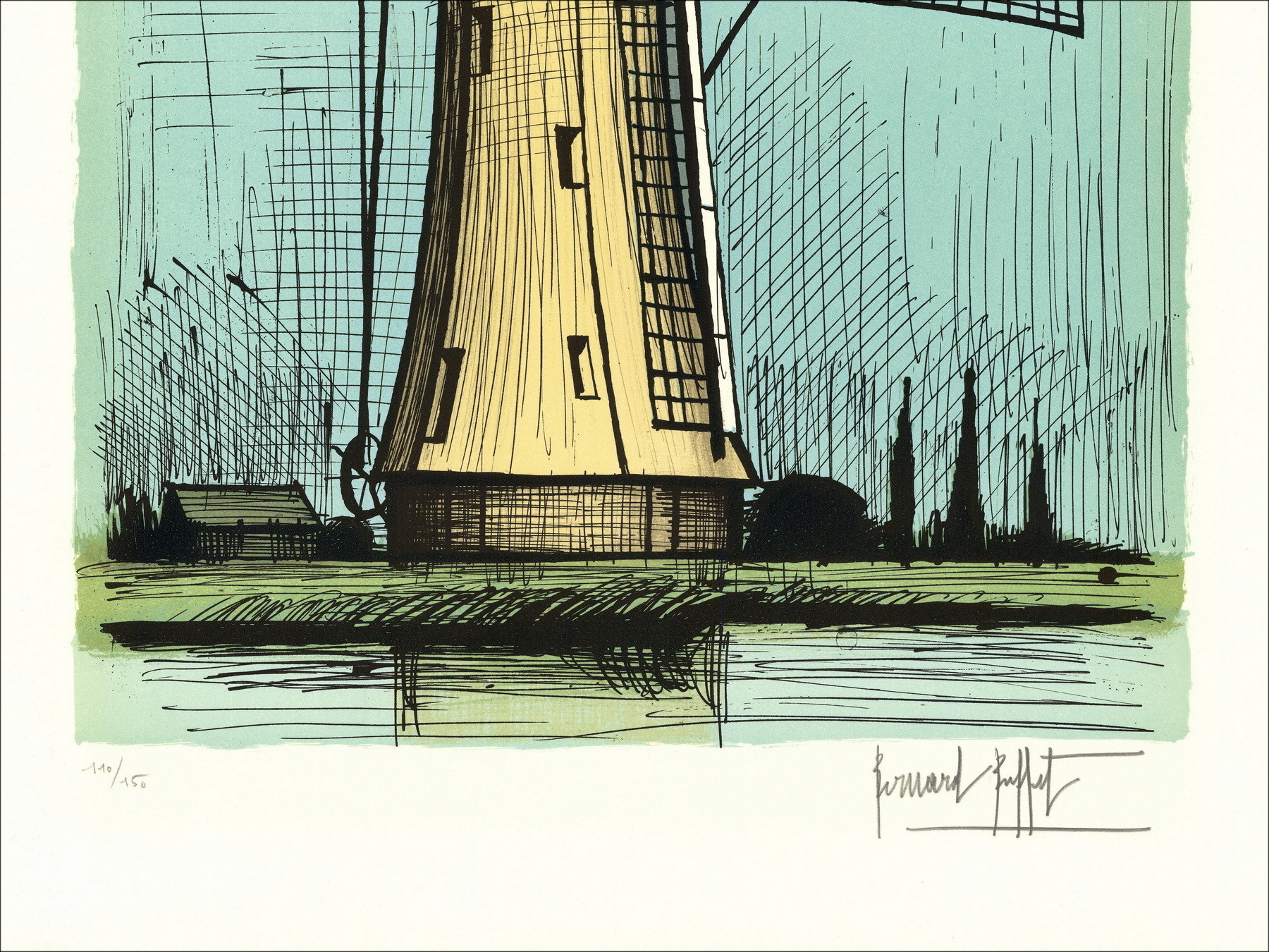 Bernard Buffet – Moulin Hollandais 1986 | Lithographie originale