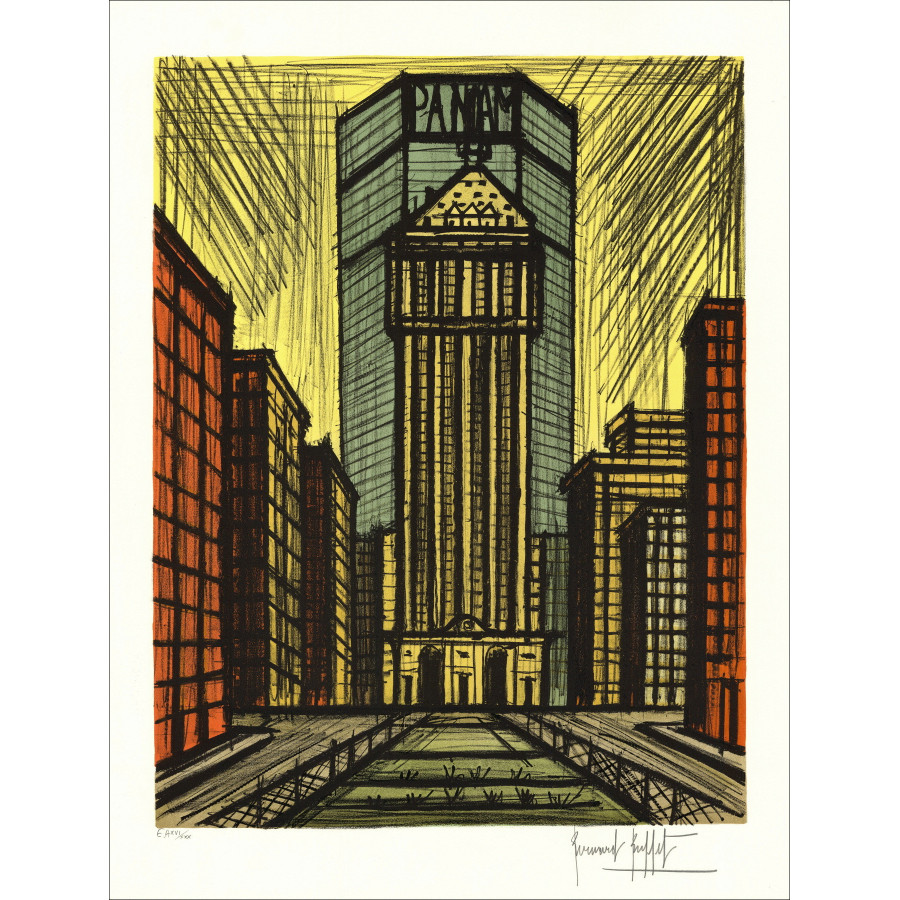 Bernard Buffet - New York, Pan AM | Original signierte Lithographie