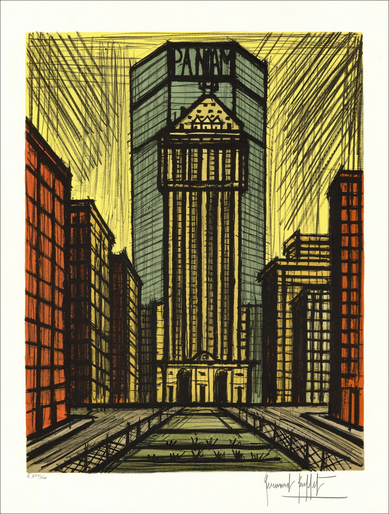 Bernard Buffet – New-York, Pan Am | Lithographie originale signée