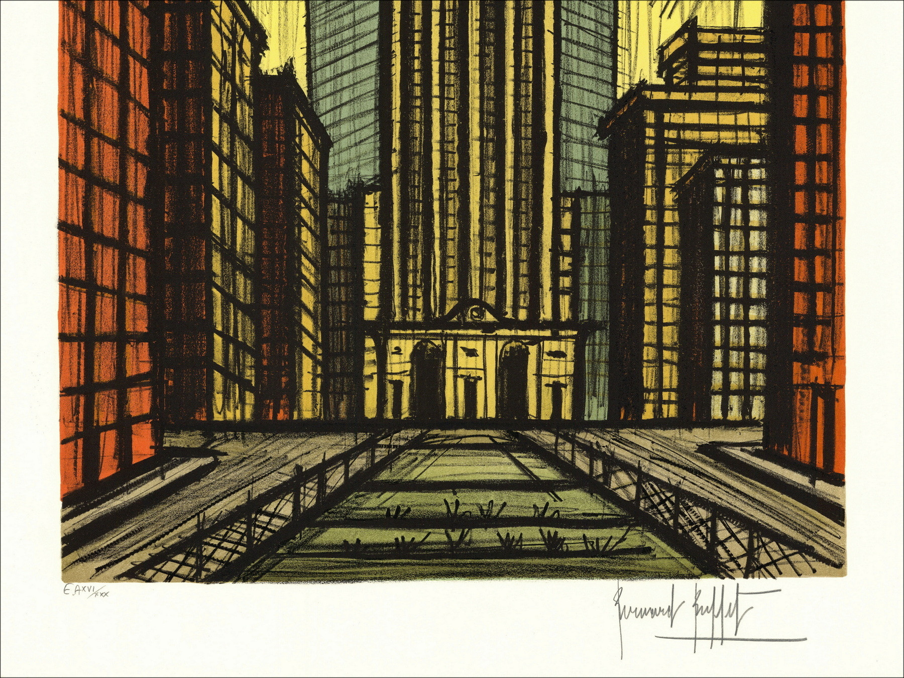 Bernard Buffet - New York, Pan AM | Litografia firmata originale