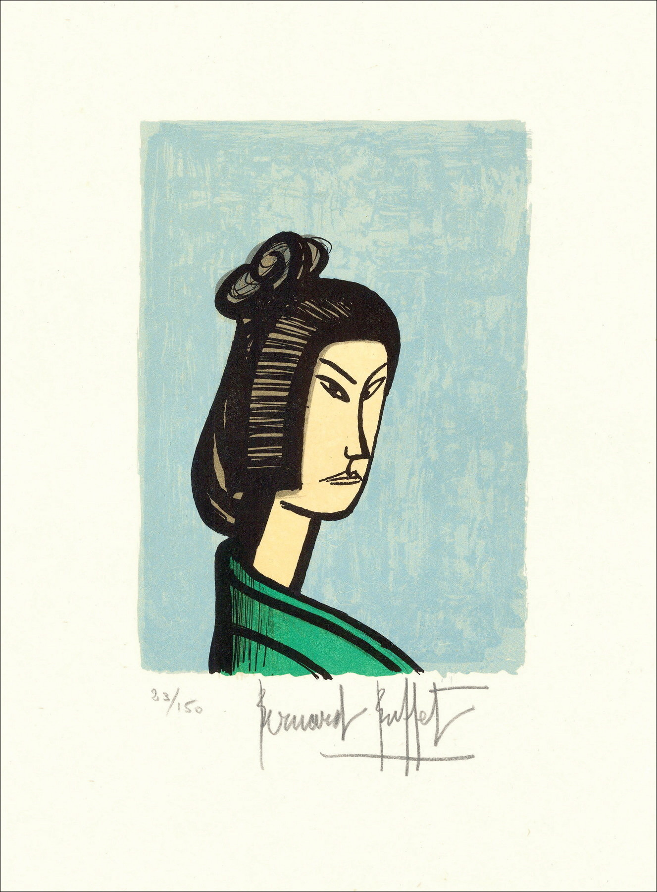 Bernard Buffet - Japonés 1981, original litografía firmada