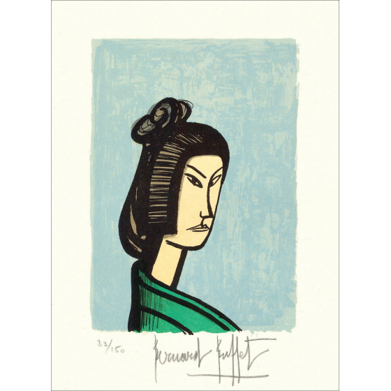 Bernard Buffet - Giapponese 1981, Litografia firmata originale