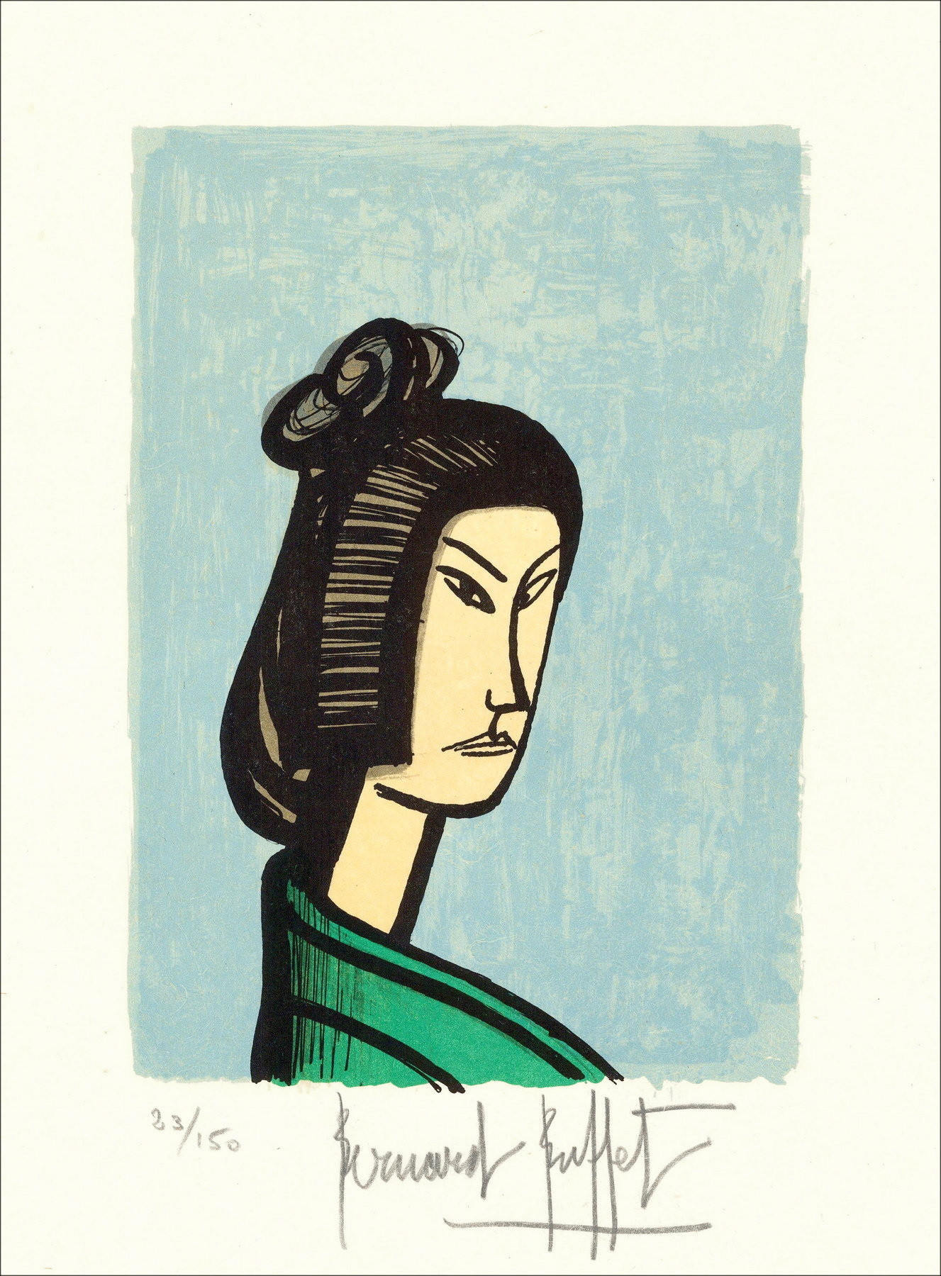 Bernard Buffet - Giapponese 1981, Litografia firmata originale