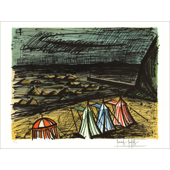 Bernard Buffet – Tentes sur la plage 1983 | Original lithograph