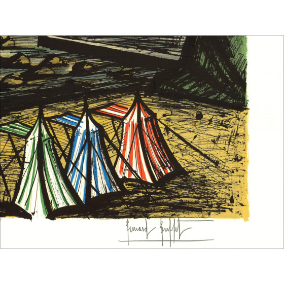 Bernard Buffet – Tentes sur la plage 1983 | Original lithograph