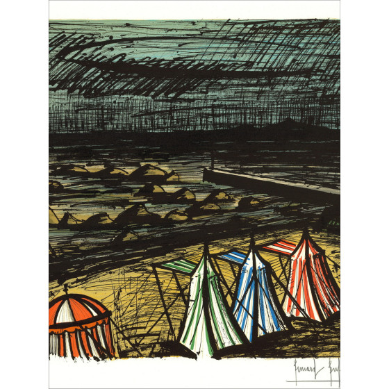 Bernard Buffet – Tentes sur la plage 1983 | Original lithograph
