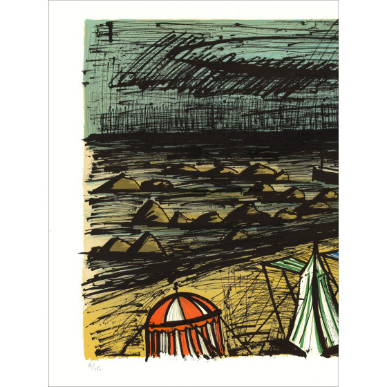 Bernard Buffet – Tentes sur la plage 1983 | Lithographie originale