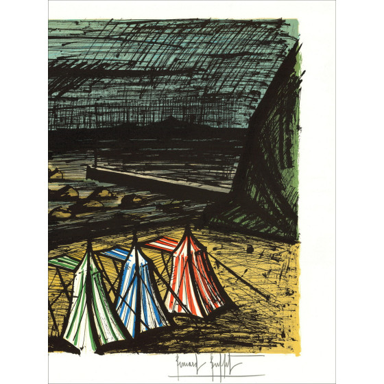 Bernard Buffet – Tentes sur la plage 1983 | Original lithograph