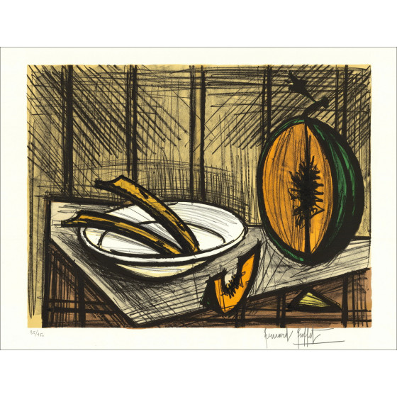 Bernard Buffet – Nature morte au melon circa 1990 | Original Lithograf