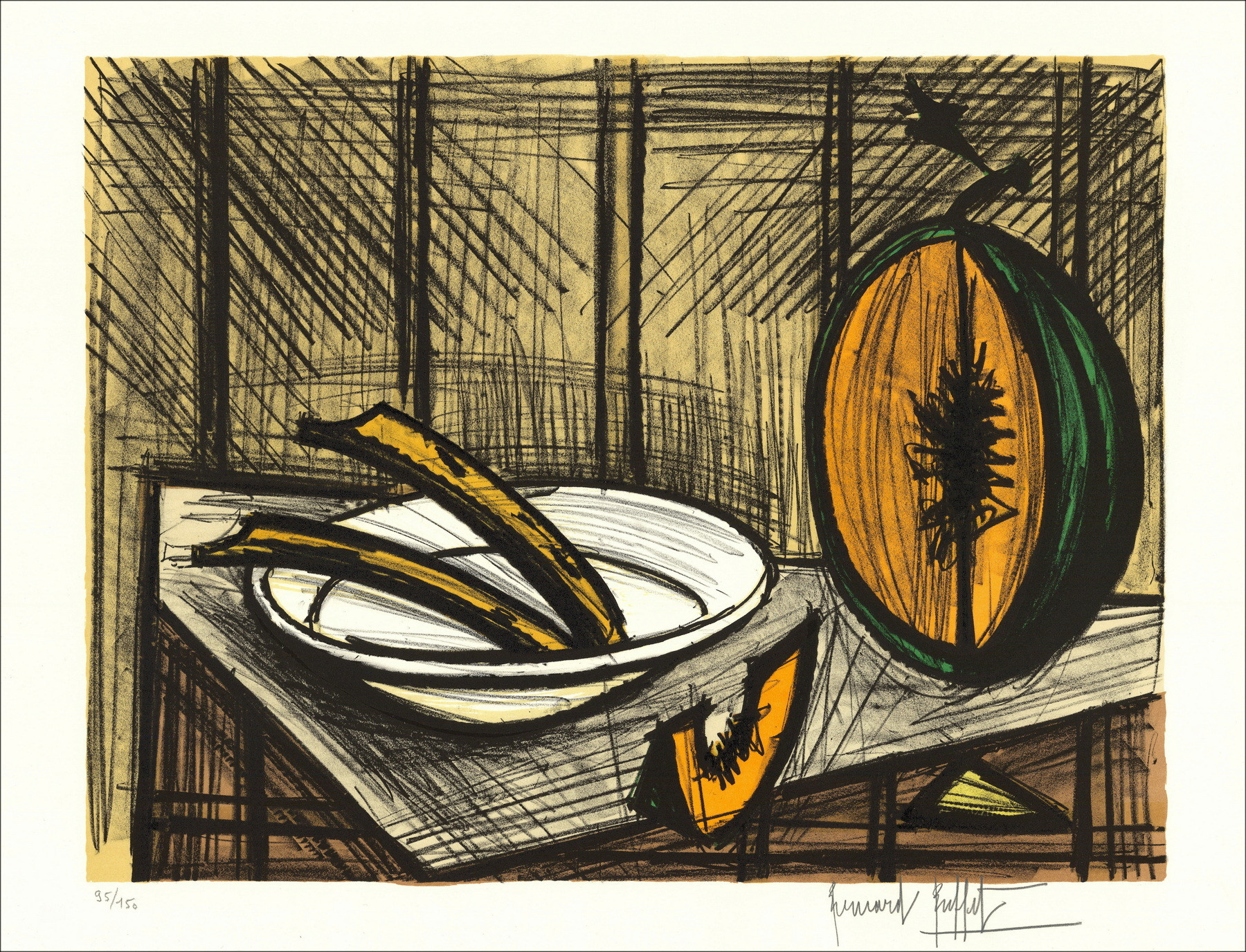 Bernard Buffet – Nature morte au melon circa 1990 | Original lithograp