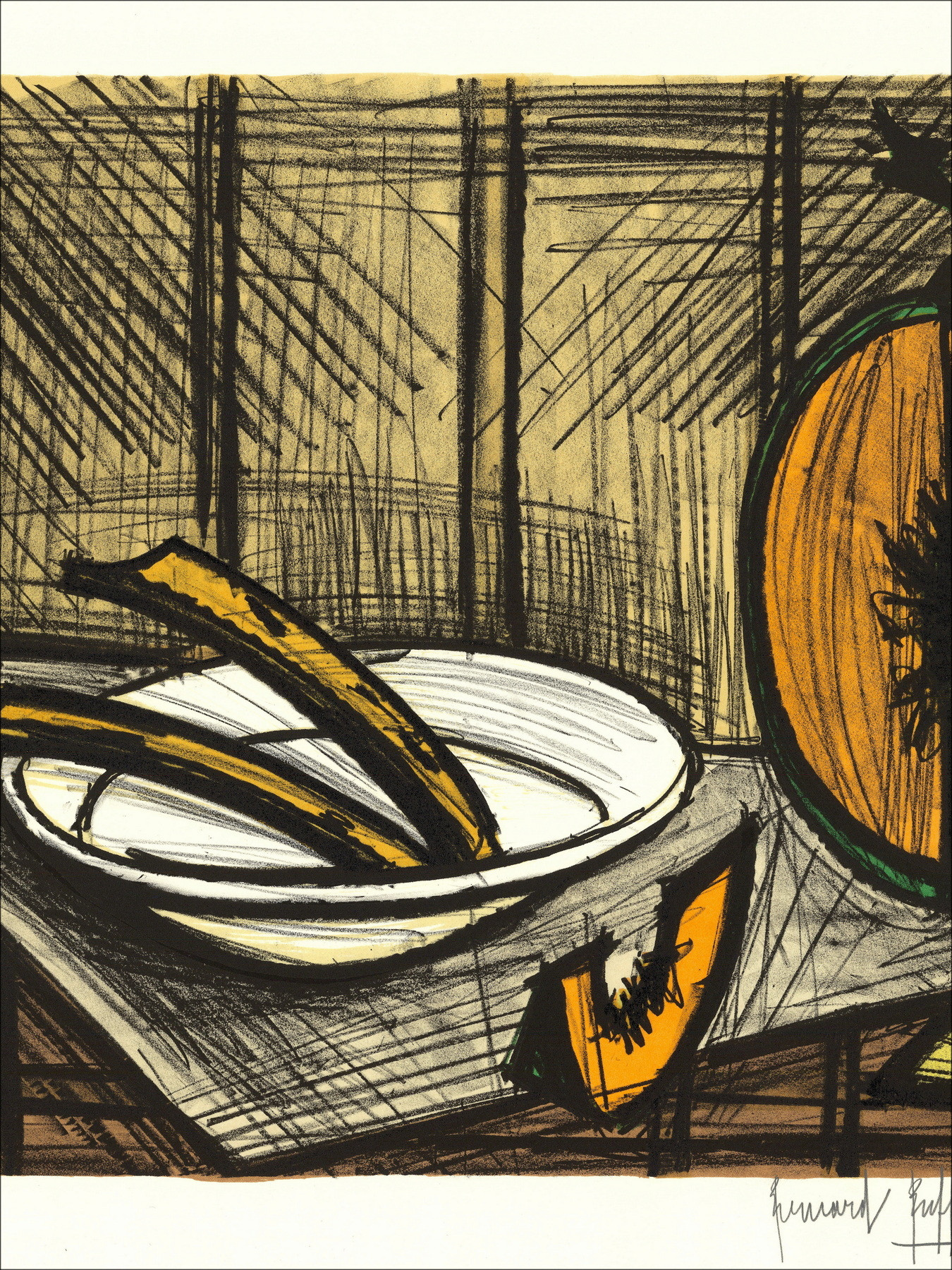 Bernard Buffet – Nature morte au melon circa 1990 | Original Lithograf