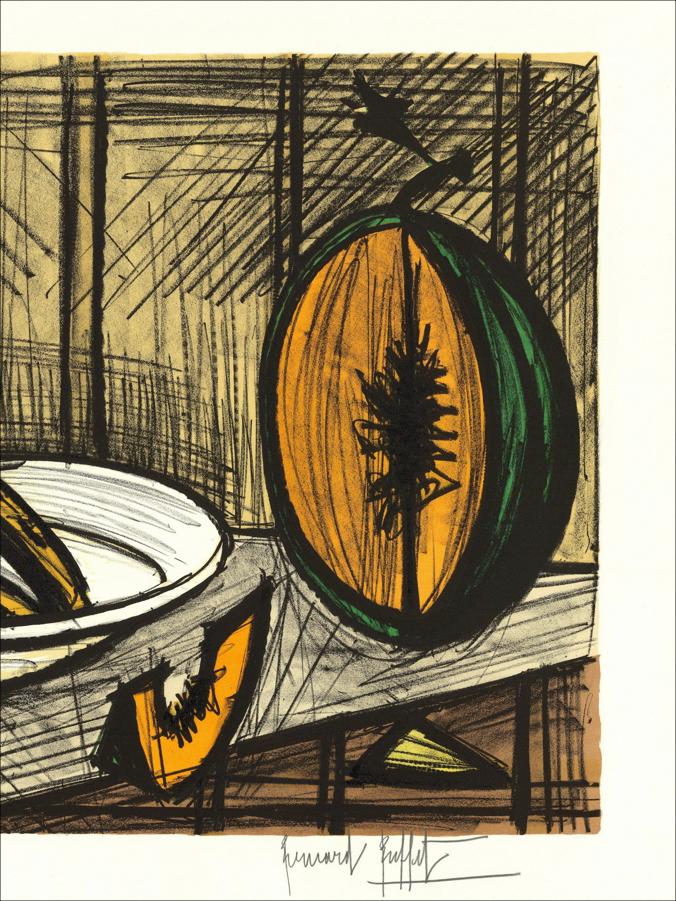 Bernard Buffet – Nature morte au melon circa 1990 | Litografia origina