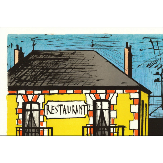 Bernard Buffet, Le café restaurant à Roger (1985) lithographie