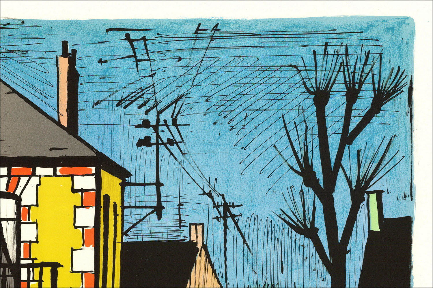 Bernard Buffet, Le café restaurant à Roger (1985) lithographie