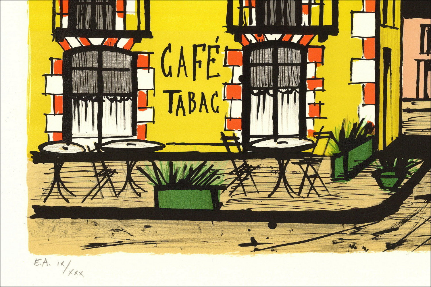 Bernard Buffet, Roger Restaurant Café (1985) Lithograph
