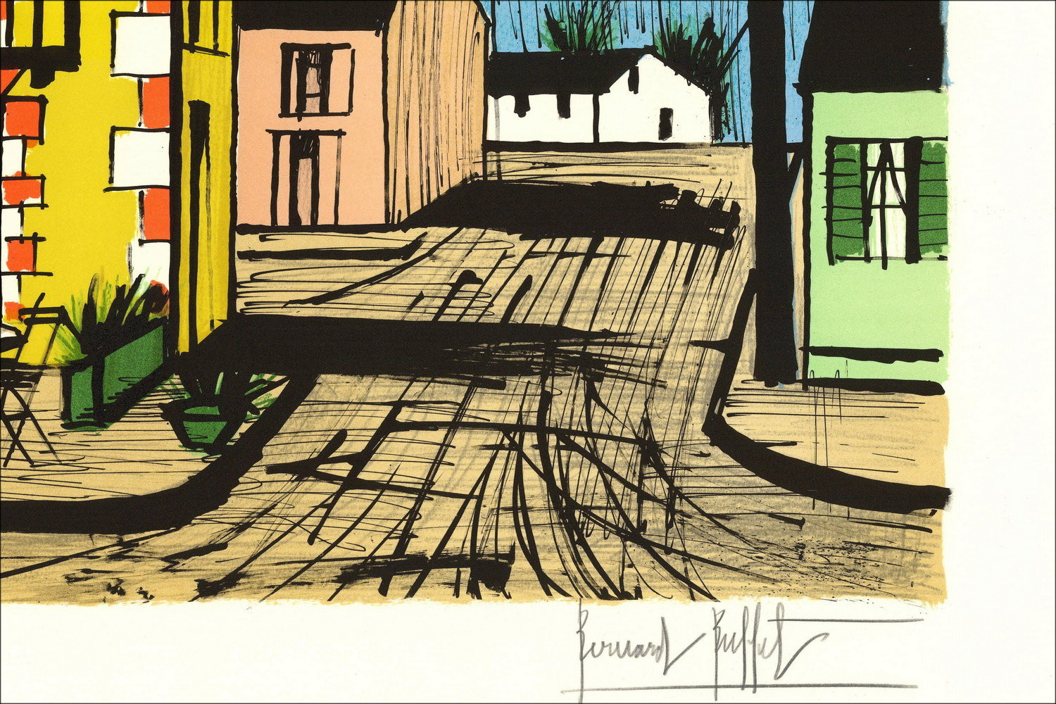 Bernard Buffet, Le café restaurant à Roger (1985) lithographie