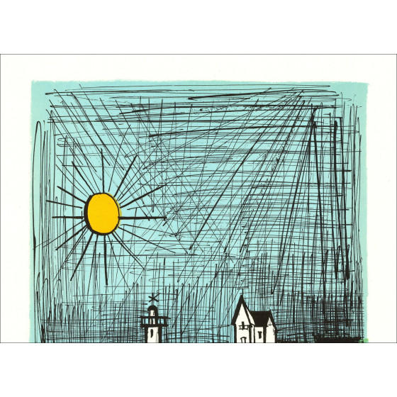 Lithografie van Bernard Buffet - Strand met ligstoel, 1987