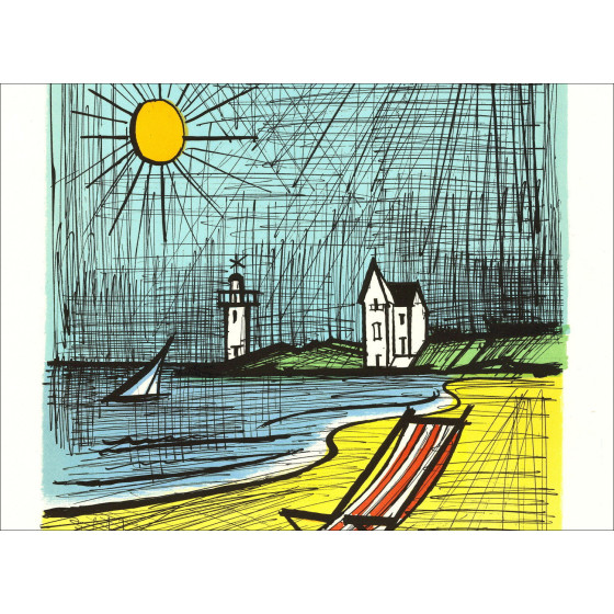 Lithograph by Bernard Buffet - Beach with a Deck Chair, 1987