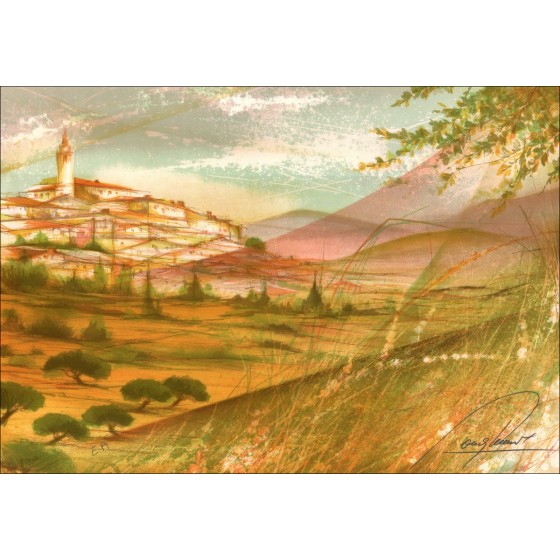 Koop Raymond POULET Village van deze originele Lith