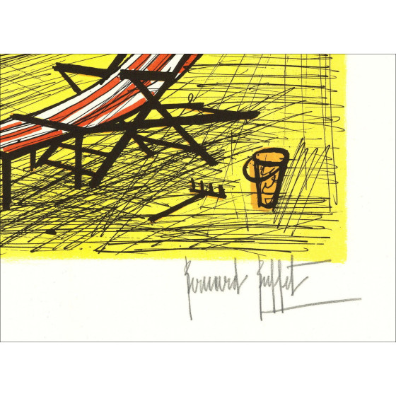 Lithografie van Bernard Buffet - Strand met ligstoel, 1987