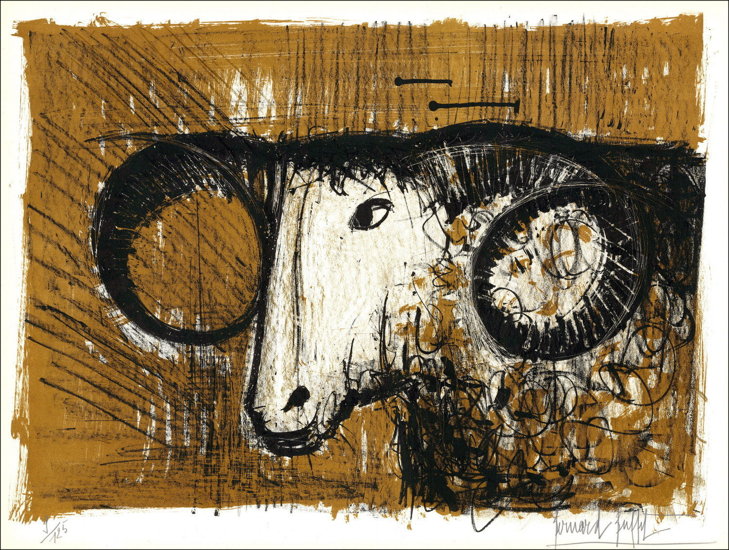 Lithographie Bernard Buffet Bélier 1960, signée