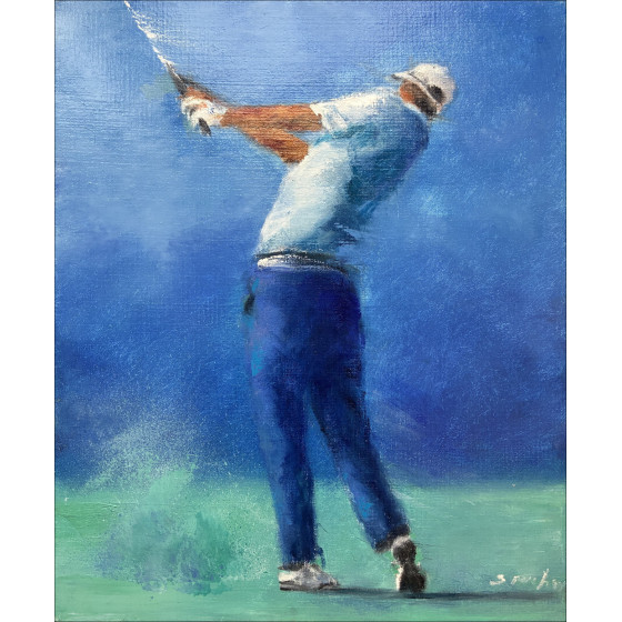 Victor Spahn – Le golfeur | Peinture originale à l’huile