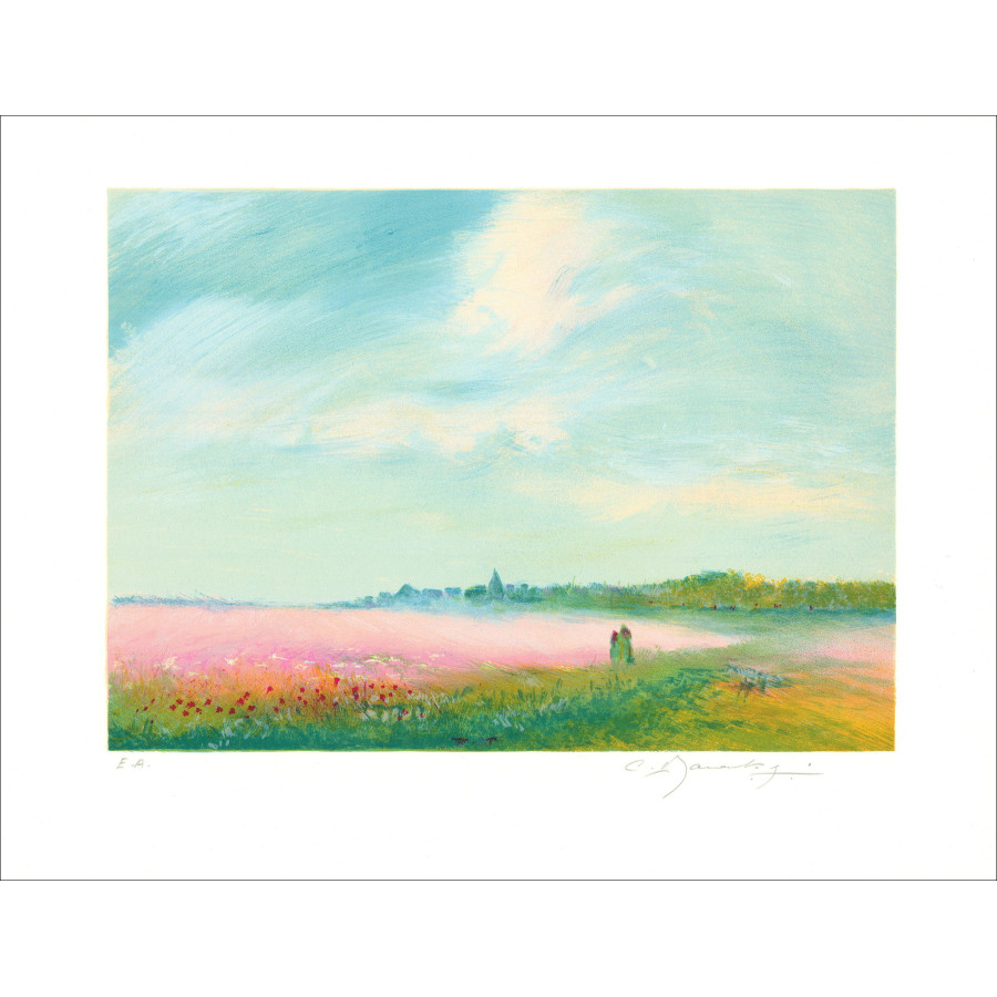 Claude Manoukian - Wandeling door de velden | Lithografie