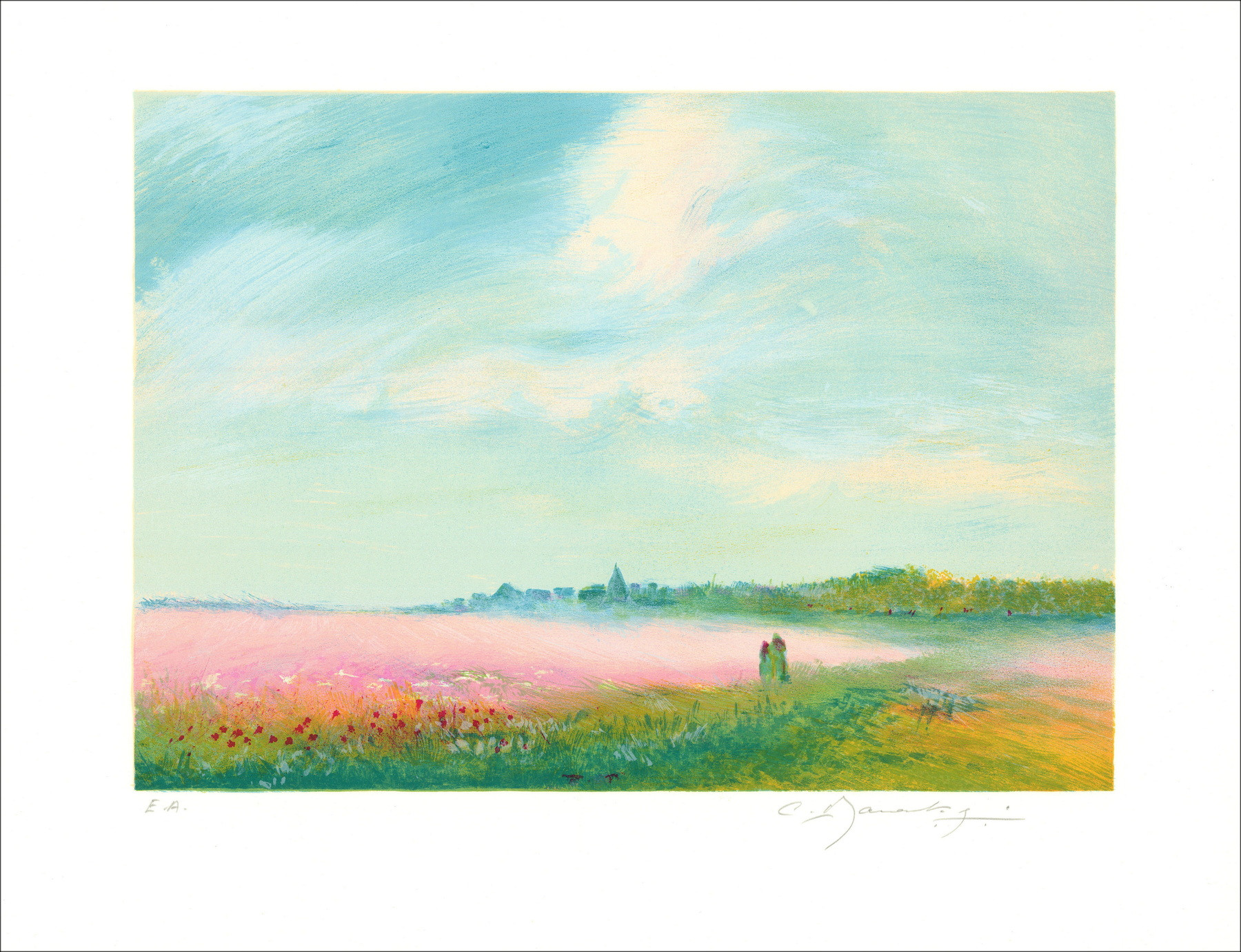Claude Manoukian - Spaziergang durch die Felder | Lithografie