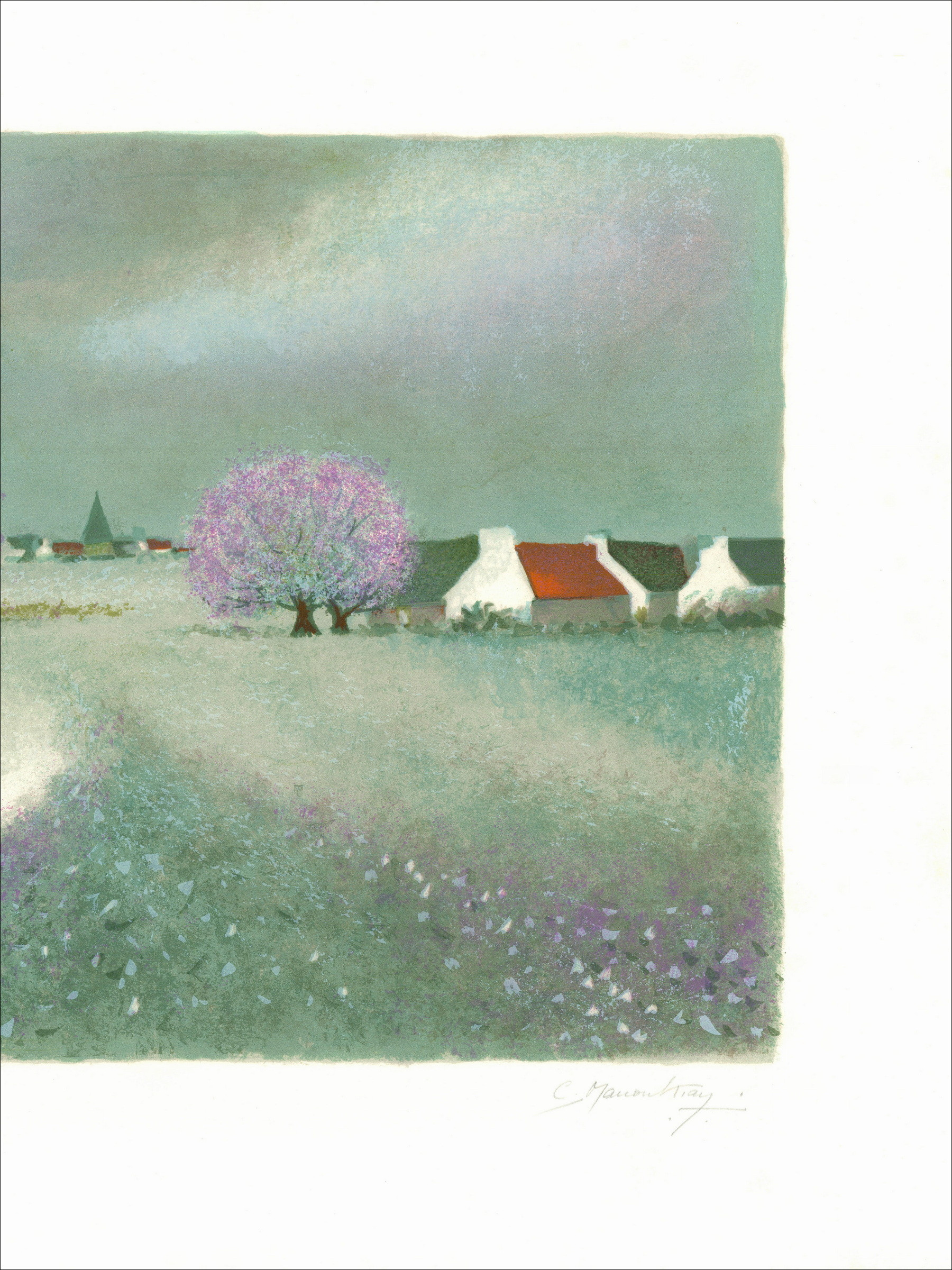 Claude Manoukian - Bloeiende boomgaard | Originele lithografie