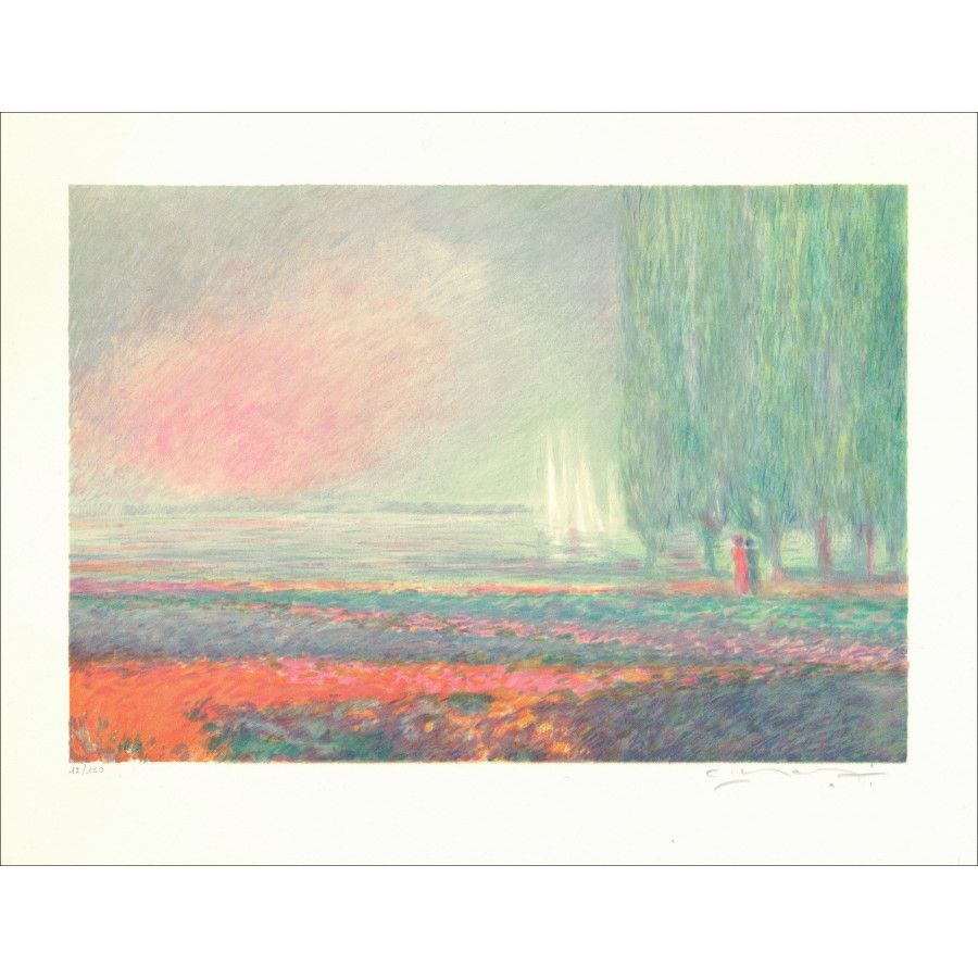 Claude Manoukian - Velieri sull'Yonne | Litografia originale
