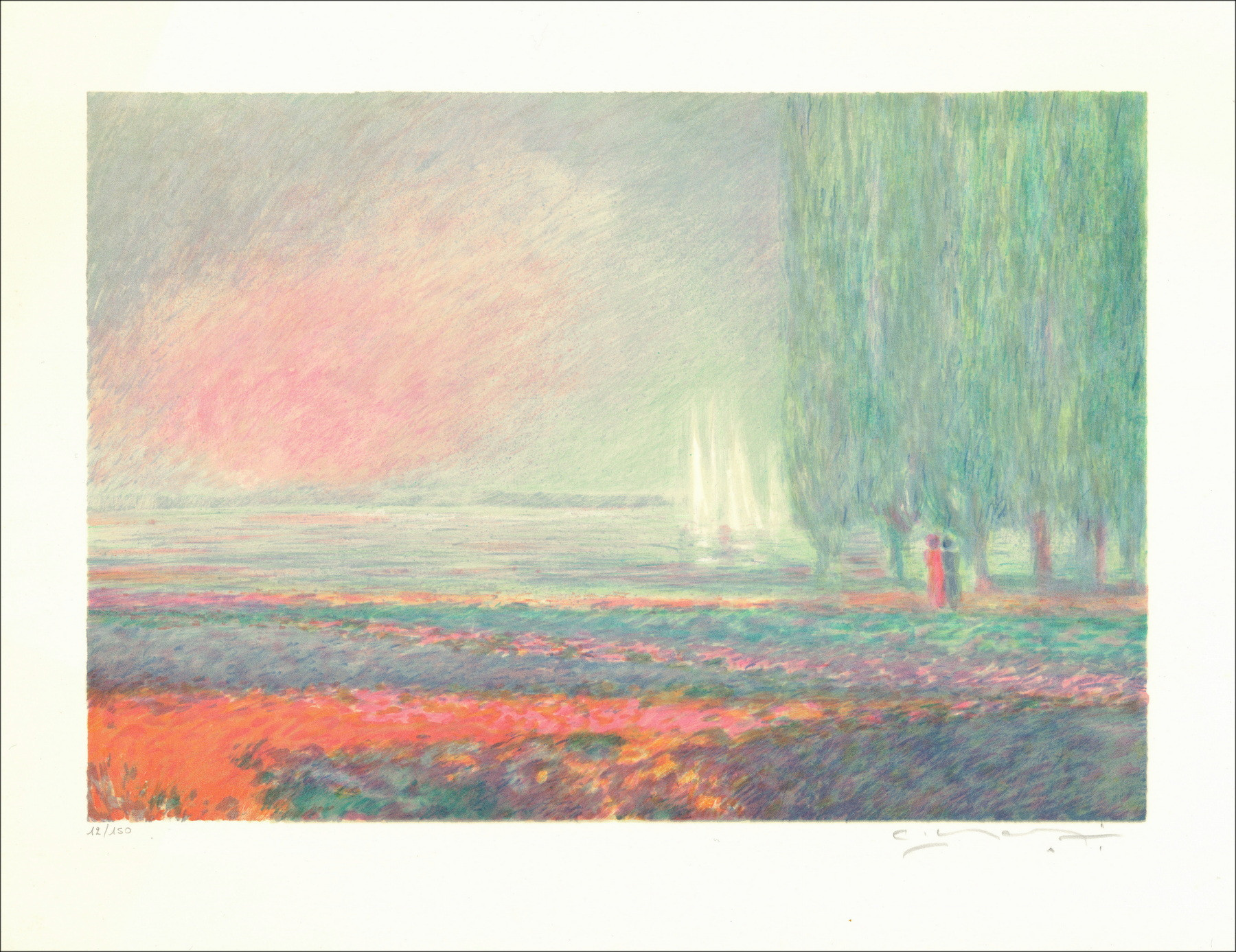 Claude Manoukian - Segelboote auf der Yonne | Original-Lithografie