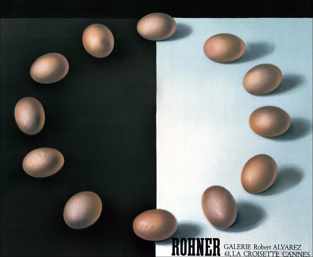 ROHNER Georges - Poster original, Lihography "Galerie Robert Alvarez, Cannes, Les Eggs"