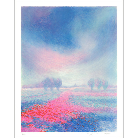 Claude Manoukian - I campi blu | Litografia originale