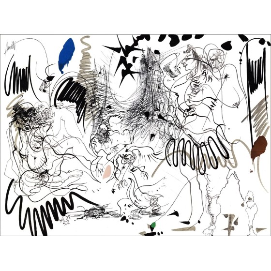 Raymond MORETTI - Lith Origin Original "La rue Saint Denis 21" 50x65cm - 1974 - Gesigneerd met potlood door de kunstenaar, Japan