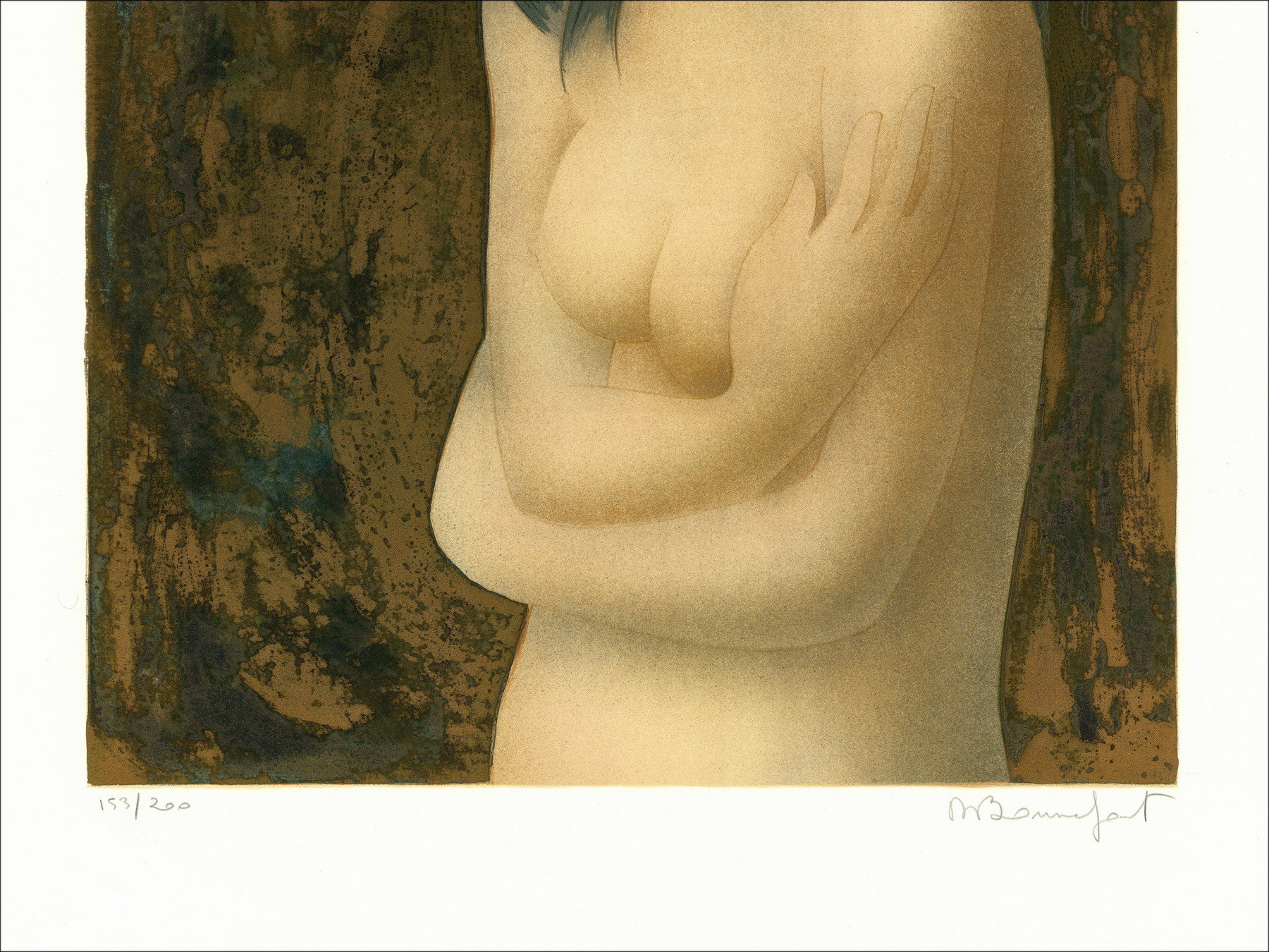 Alain Bonnefoit - Mujer desnuda con los brazos cruzados | Litografía
