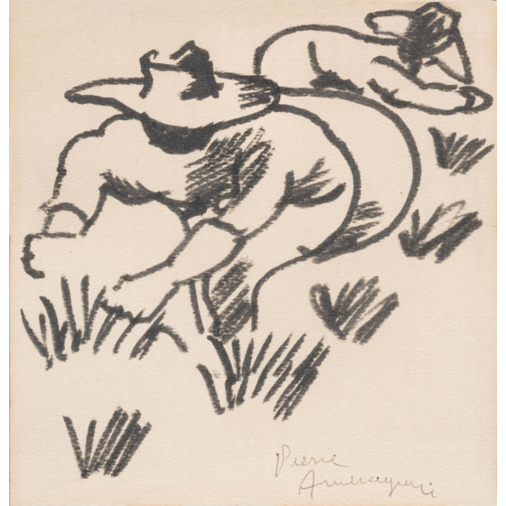 Pierre Ambrogiani - Harvesters in the fields | Original drawing