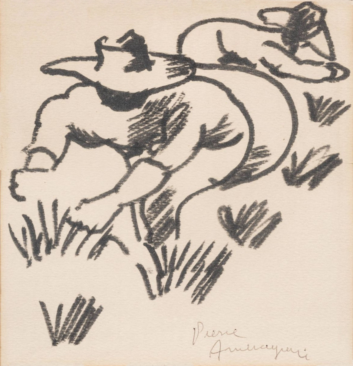 Pierre Ambrogiani - Harvesters in the fields | Original drawing