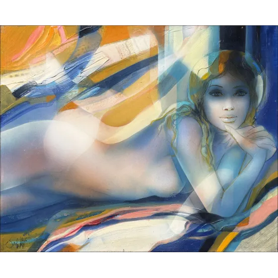 Jean-Baptiste Valadié, Réflexion, huile sur toile originale signée