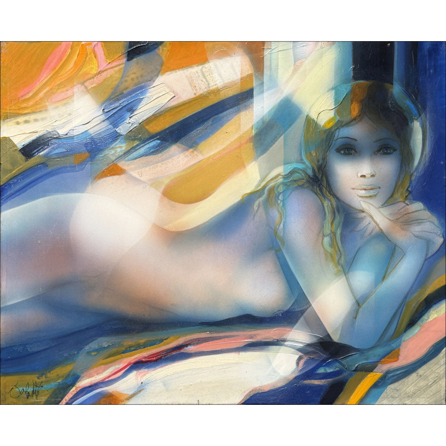 Jean-Baptiste Valadié, Reflectie, origineel olieverfschilderij ondertekend