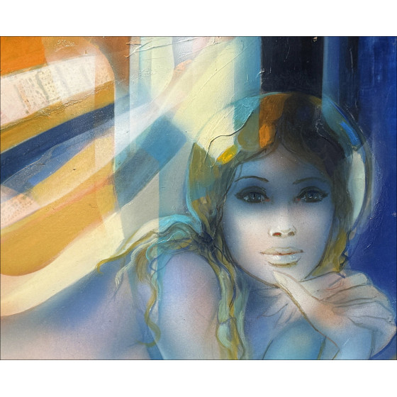 Jean-Baptiste Valadié, Reflection, original oil painting signed